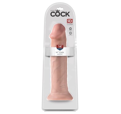 King Cock - Realistyczne Naturalne Dildo Z Żyłkami I Żołędziem 36 CM Jasny Kolor Skóry